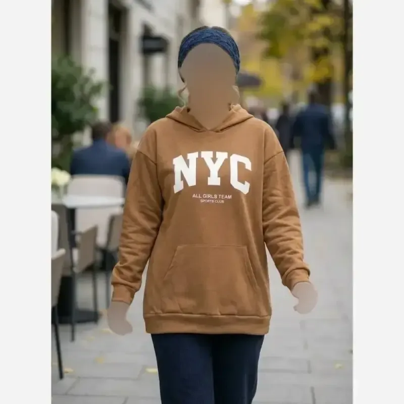هودی لش دورس پنبه سه نخ گرم بالا طرح NYC زنانه
