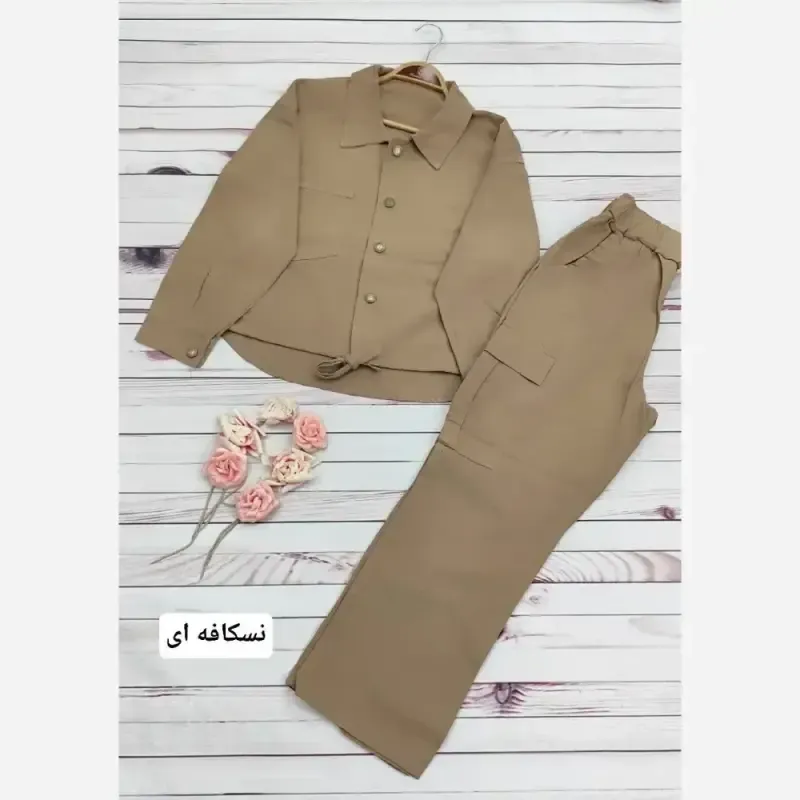 ست کت و شلوار بگ کتان پاییزه زنانه فری سایز تا 46