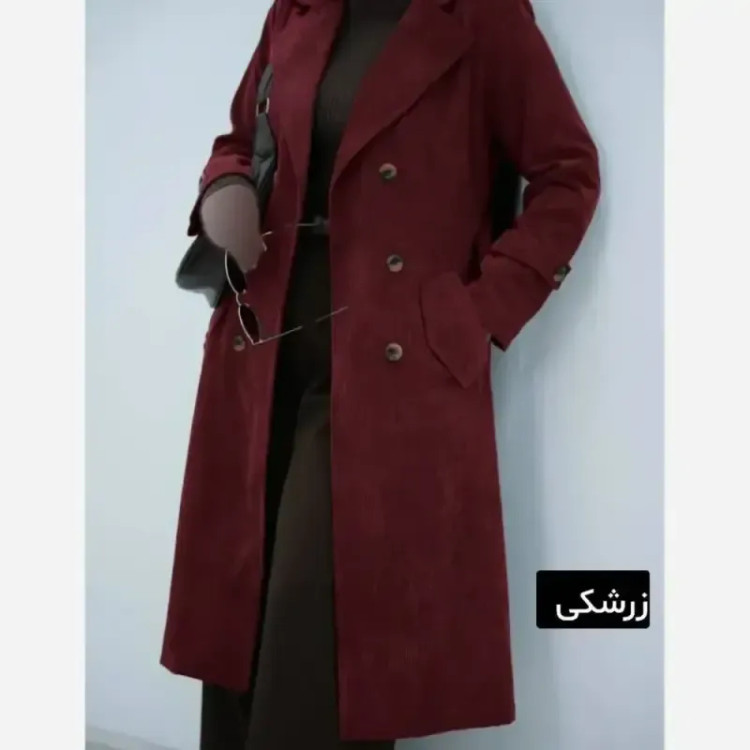 مانتو پاییزه مخمل کبریتی ریز مدل ساناز سایز فری تا 48 جیب دار