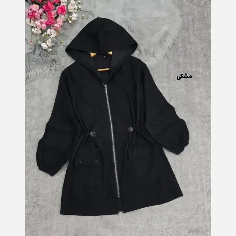 مانتو مخمل کبریتی کلاهدار پاییزه مدل صبا سایزبندی و رنگبندی متنوع
