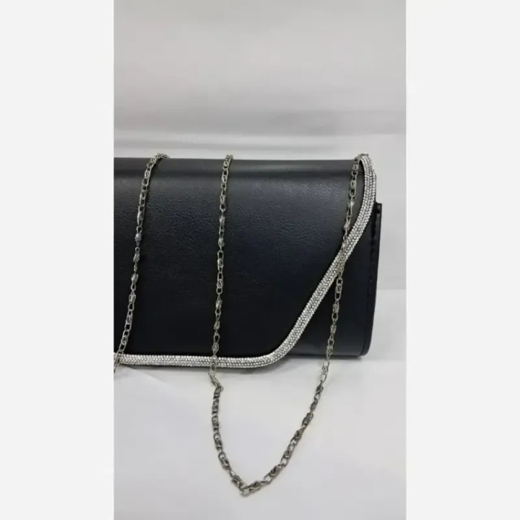کیف مجلسی چرم شرانگ مشکی رنگ مدل الماس