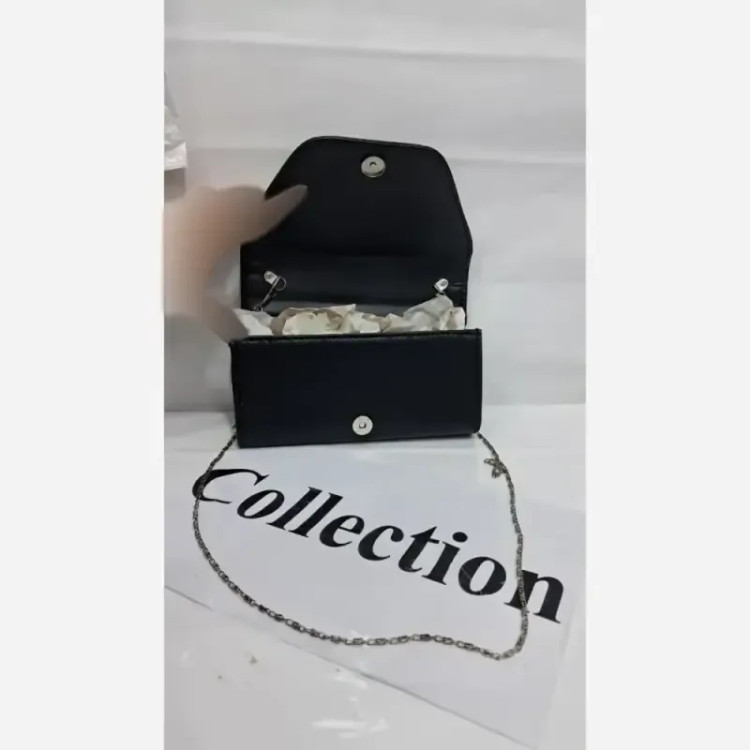 کیف مجلسی چرم شرانگ مشکی رنگ مدل الماس
