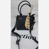 کیف دستی و دوشی چرم مشکی سایز 18 در 18 با بند بلند