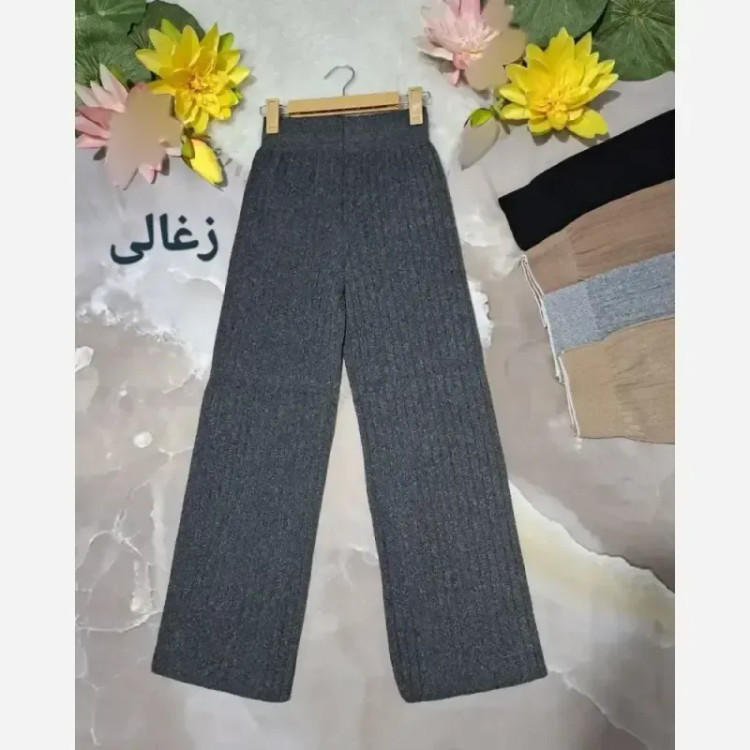 شلوار نیم بگ زنانه بافت گرم دار کمرگنی فری سایز پاییزه و زمستانه