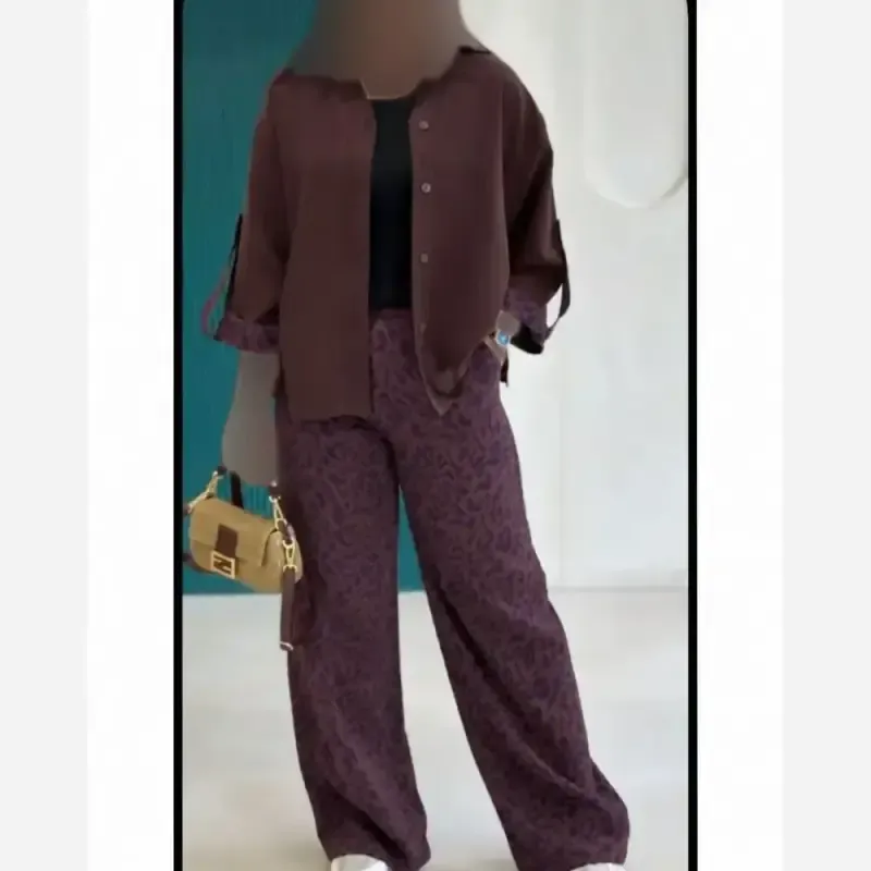 ست بلوز و شلوار زنانه مدل تهمینه جنس بوگاتی سایز فری 38 تا 48