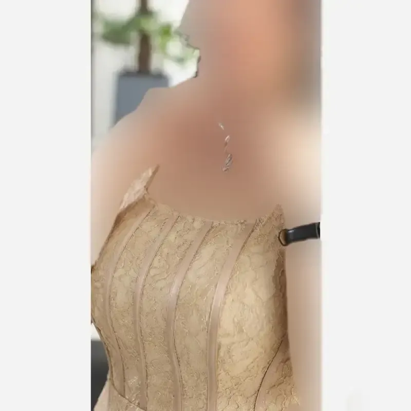 پیراهن دانتل مجلسی زنانه مدل سلین کاپدار و فنردوزی شده