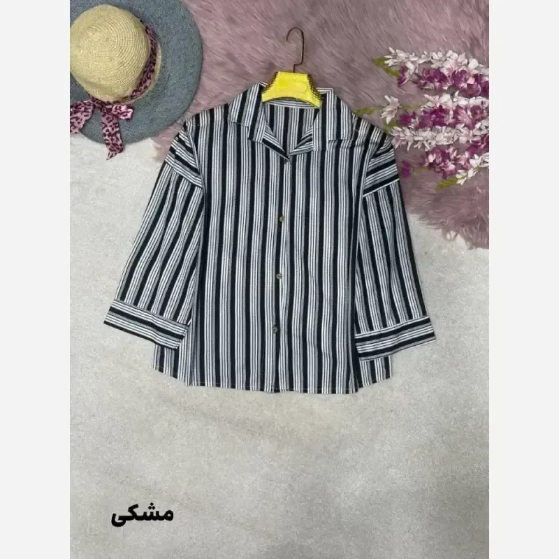 شومیز پانچ زنبوری جنس مراکشی فری سایز 38 تا 46 رنگ ذغالی و مشکی
