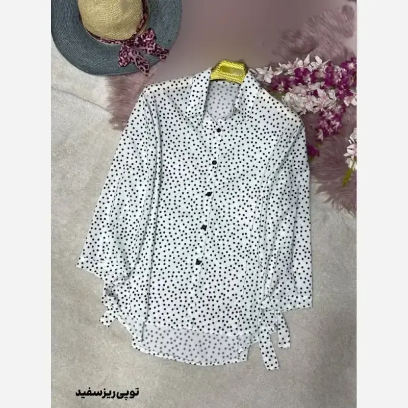 شومیز طرحدار چیچک جنس کرپ الیزه چاپی سایز فری 38 تا 46