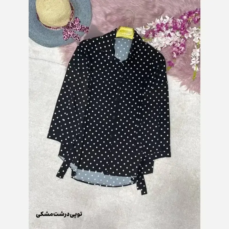 شومیز طرحدار چیچک جنس کرپ الیزه چاپی سایز فری 38 تا 46