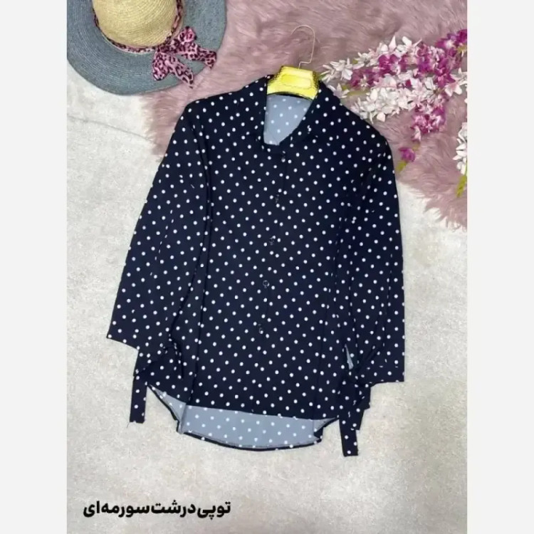 شومیز طرحدار چیچک جنس کرپ الیزه چاپی سایز فری 38 تا 46