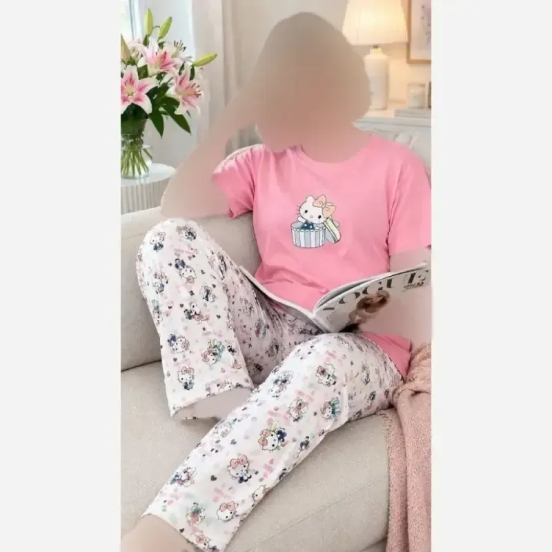 ست تیشرت و شلوار عروسکی قواره بزرگ تیشرت نخ پنبه شلوار بوگاتی فری سایز
