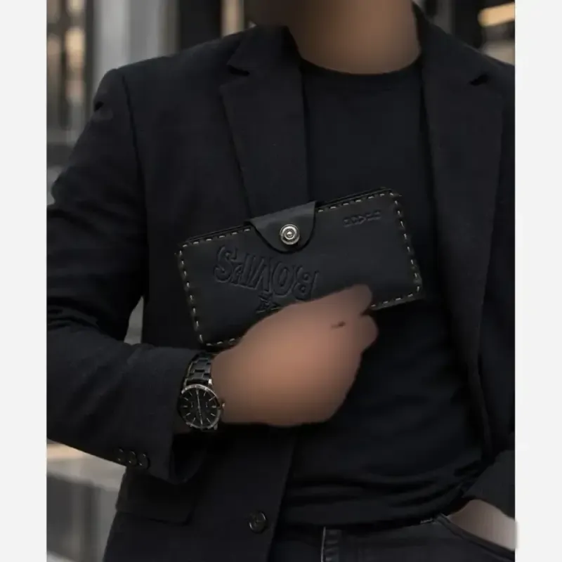 کیف پول مردانه چرم جیبی جاکارتی دار سایز 13 در 8