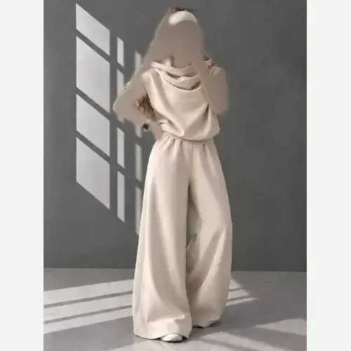 ست شلوار دورس تو کرک ضخیم دو یقه کلاه دار سایز 38 تا 46