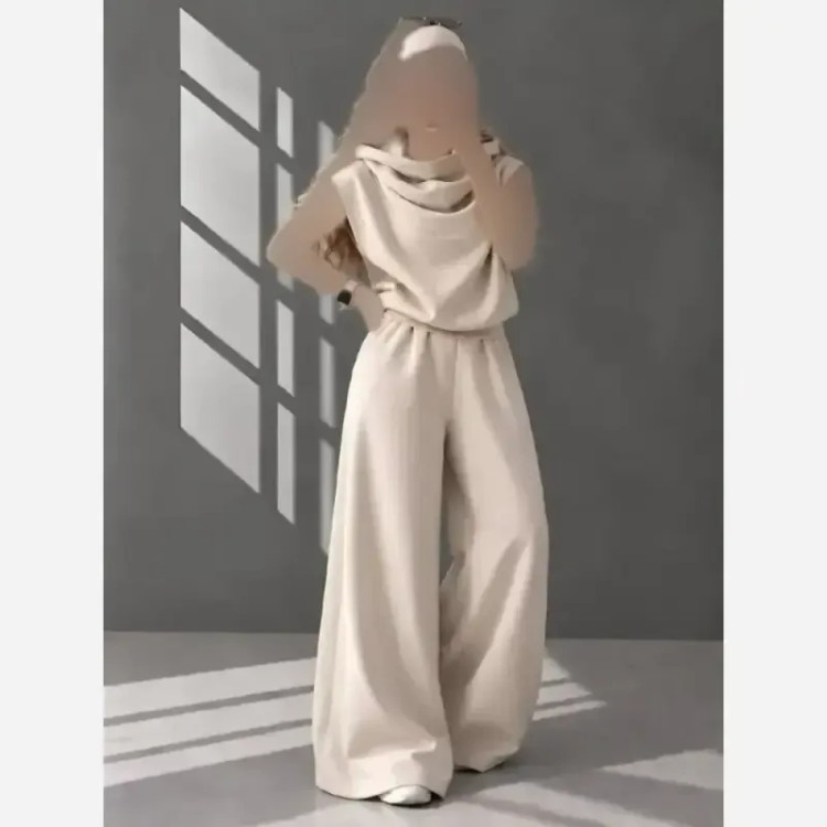 ست شلوار دورس تو کرک ضخیم دو یقه کلاه دار سایز 38 تا 46
