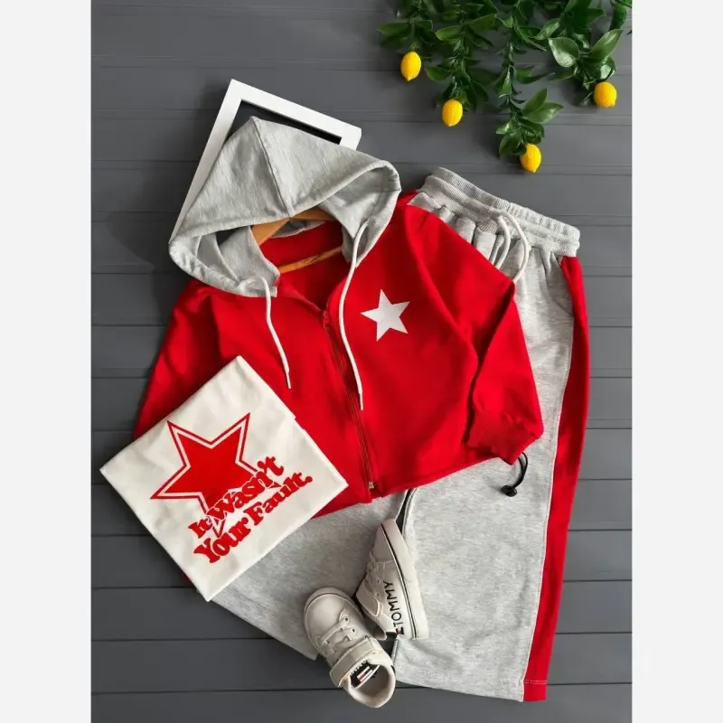 ست سه تیکه آستین بلند پاییزه سویشرت و شلوار بچگانه