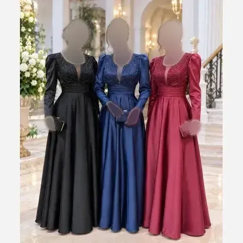 ستاره آستین دار مدل ساتن زارا رنگ سرمه مشکی سایز 38 تا 50 کار دست