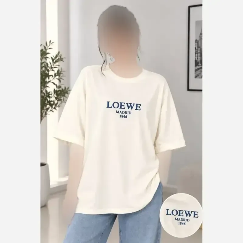 تیشرت اور باکسی نخ پنبه درجه یک طرح LOEWE آستین پاکتی فری سایز