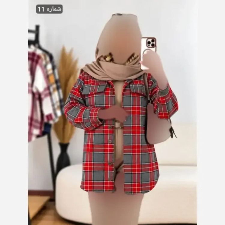 مانتو چهارخونه پشمی پاییزه فری سایز نسیم