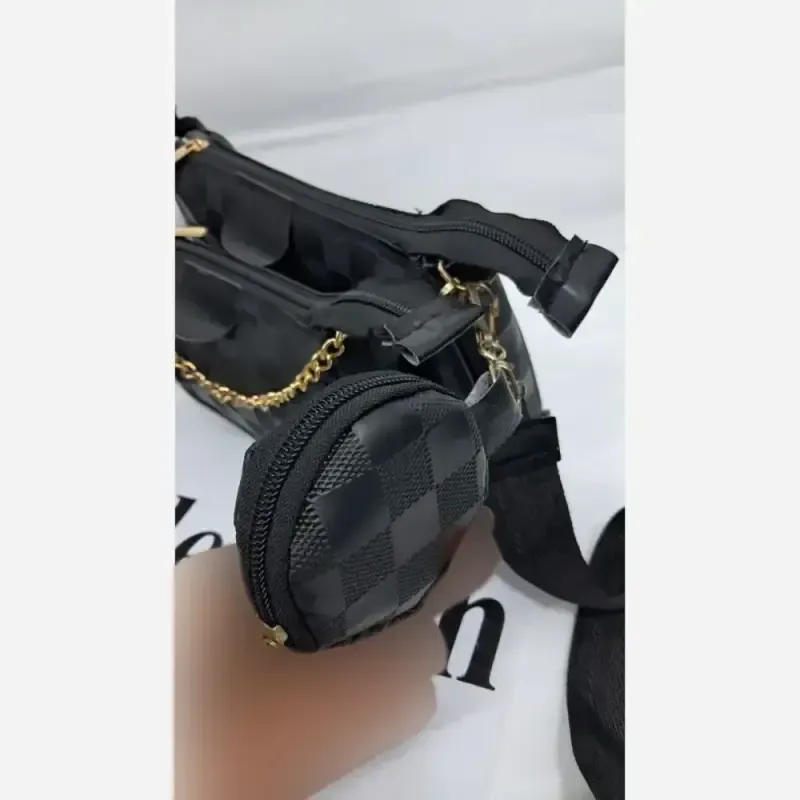 کیف سه تیکه چرم طرحدار با بند دوشی بلند مدل solin