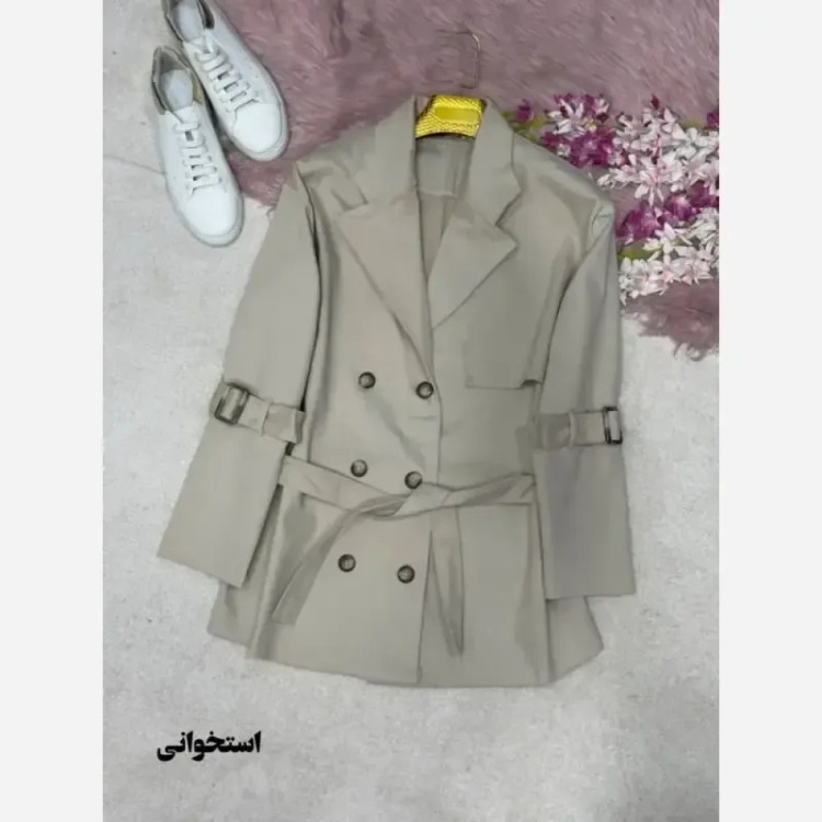 ترنج کت الینا کتان پاییزه واردتی ضخیم فری سایز