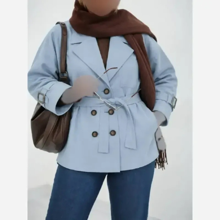 ترنج کت الینا کتان پاییزه واردتی ضخیم فری سایز