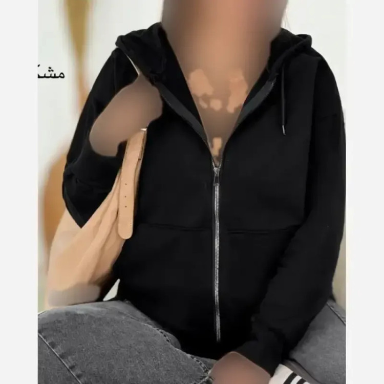 سویشرت جلوزیپ ساده دورس توکرکی مشکی فری سایز