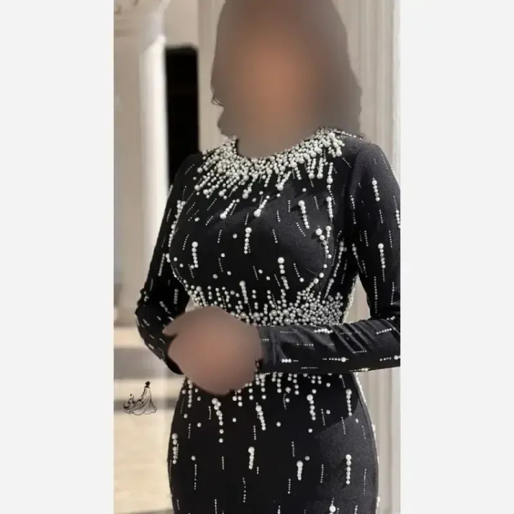 پیراهن مجلسی زنانه کرپ دالقیچ بلند پشت چاکدار مشکی سبز