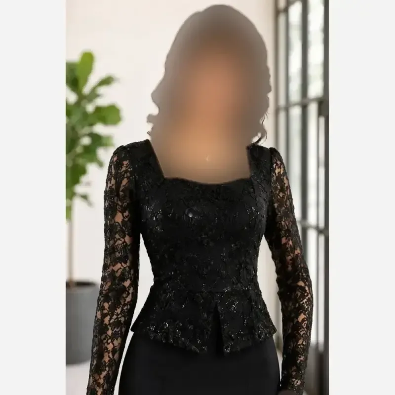 پیراهن مجلسی زنانه مدل نورسا پارچه قواصی گرم دار و دانتل چمنی پولکی