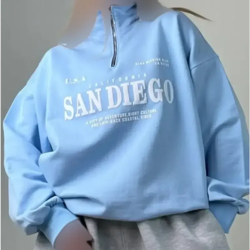دورس نیم زیپ زنانه طرح SAN DIEGO تو کرکی اسپان سه نخ فری سایز