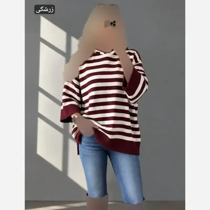 تونیک بافت زنانه کلاه دار مدل فتانه سایز فری 36 تا 48