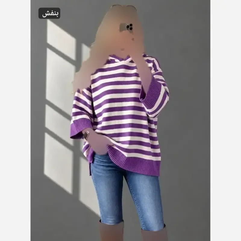 تونیک بافت زنانه کلاه دار مدل فتانه سایز فری 36 تا 48