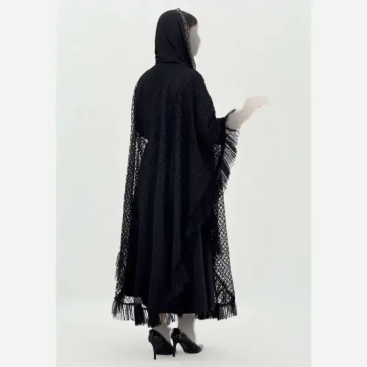 سارافون و رویه مجلسی مشکی جنس بوگاتی و دانتل سایز فری 38 تا 46
