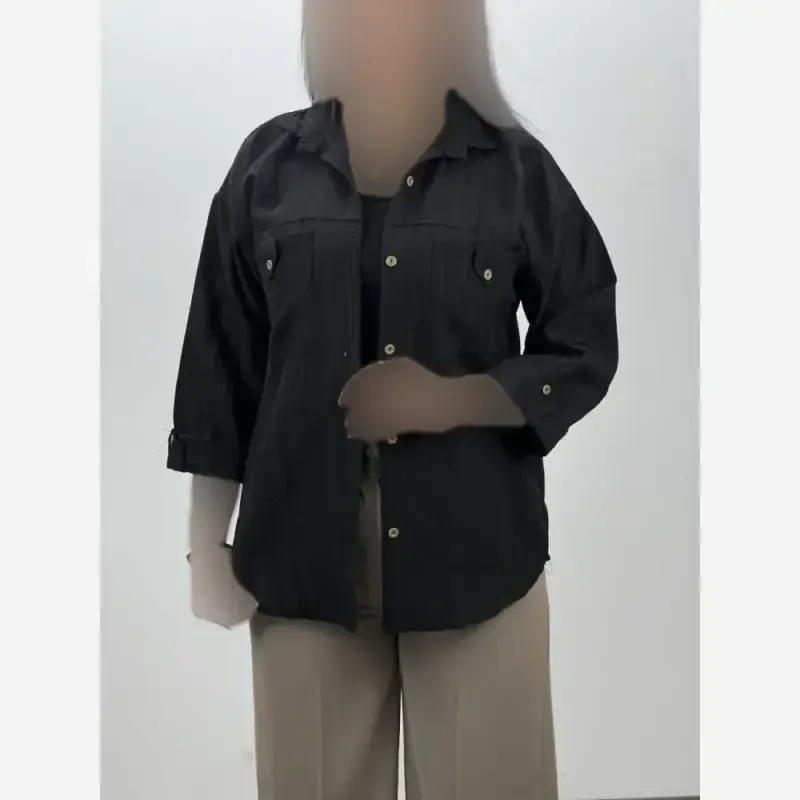 شومیز مانتویی کوک دوزی زنانه جنس صوفیا فری سایز رنگ کرم خاکی