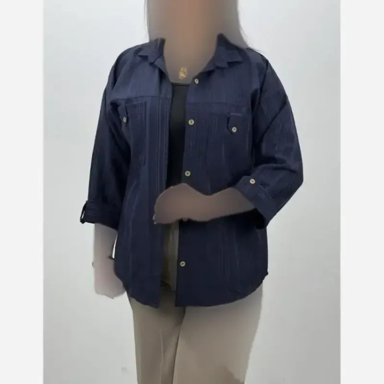شومیز مانتویی کوک دوزی زنانه جنس صوفیا فری سایز رنگ کرم خاکی