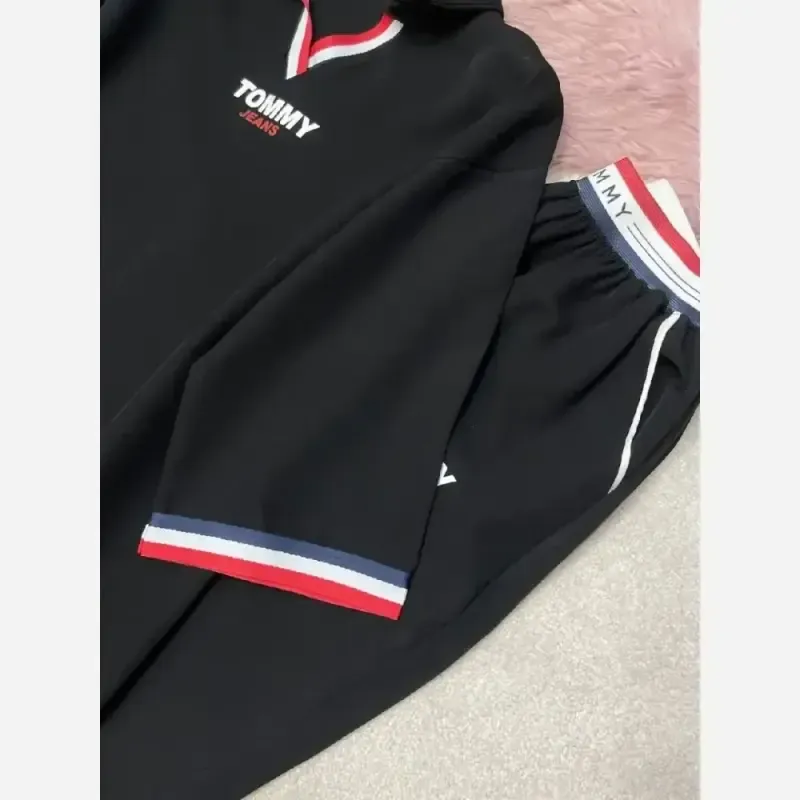 ست مازراتی زنانه طرح Tommy رنگ مشکی فری سایز