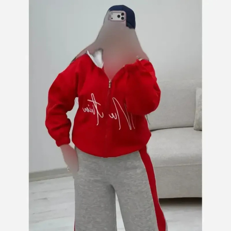 ست سویشرت شلوار ملانژ دورس تو کرکی زنانه سایز فری 38 تا 44