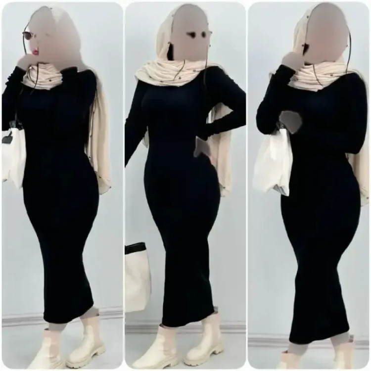 زیر مانتویی ماکسی یقه اسکی جنس فانریپ کش رنگ مشکی