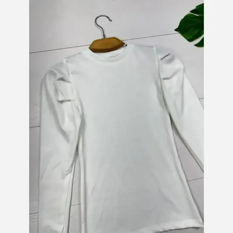 بلوز زنانه فانریپ فینگر دار رنگ مشکی و سفید سایز فری 38 تا 46