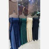 پیراهن مجلسی اطلس دودامنه دانتل مخمل و ساتن زارا قد 150 رنگ مشکی و سرمه ای سایز 36 تا 50