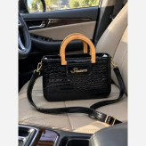 کیف دسته چوبی گیشا چرم ورنی بند دوشی بلند زنانه