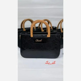 کیف دسته چوبی گیشا چرم ورنی بند دوشی بلند زنانه