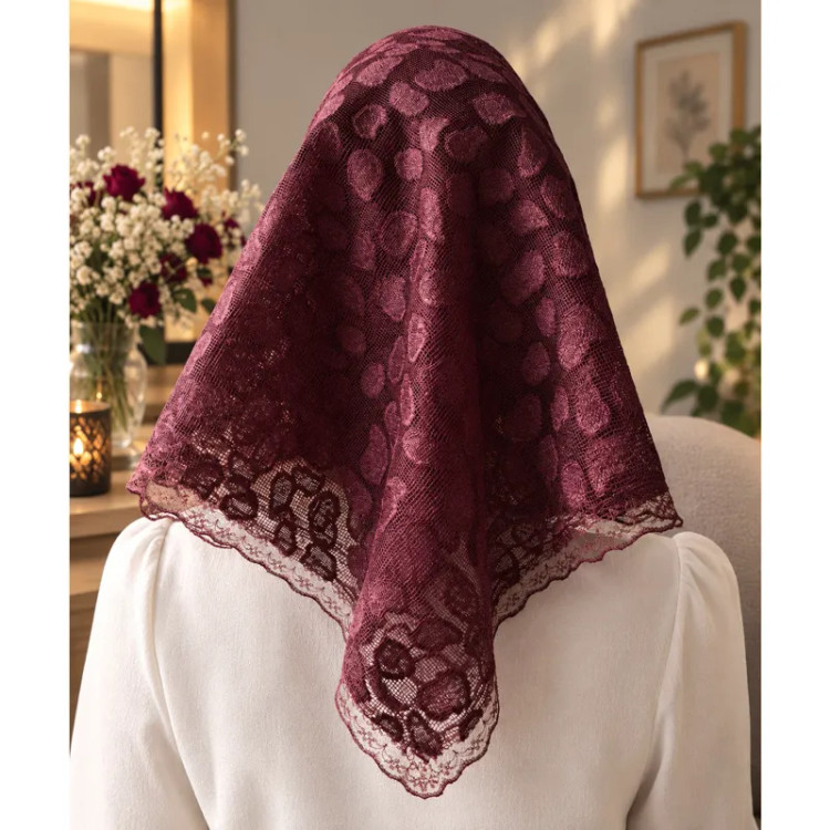 مینی اسکارف گیپور چهار گوش طرح سنگی ابعاد 70 در 70 سانتی متر
