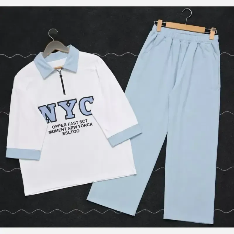 ست نیم زیپ ان وای سی چاپ پفکی پارچه نرم و لطیف