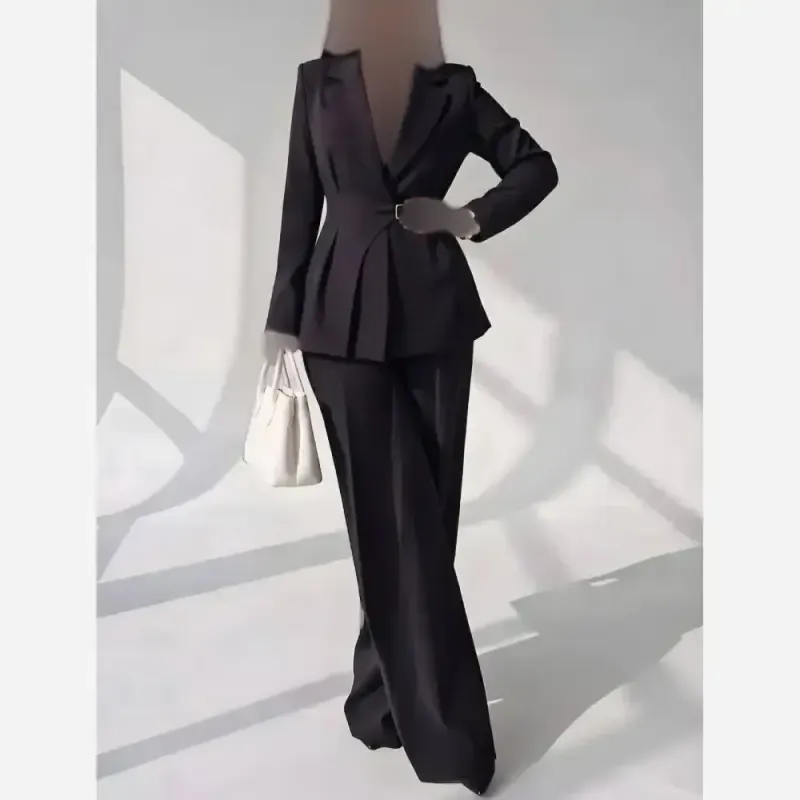 کت شلوار سگک دار پینترستی کرپ مازراتی زنانه