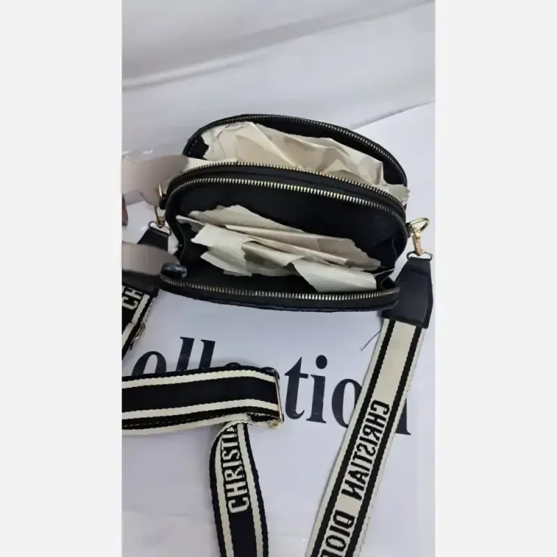 کیف اسپورت haylii چرم مشکی سایز 18 در 12 با بند دوشی