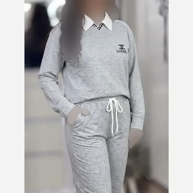 ست تیشرت و شلوار ملانژ زنانه اسپرت فری سایز سانای