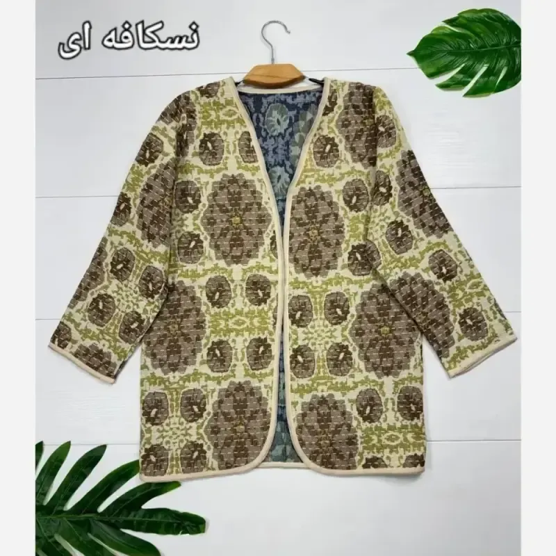 کت زنانه مدل گلپر جنس تافته سایز فری سایز 38 تا 46 رنگ نسکافه ای آبی سرخابی