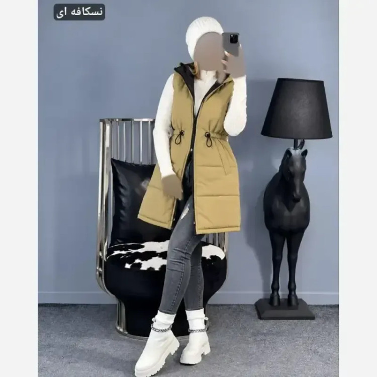 پافر زنانه میکرو پشم شیشه کلاه دار مدل ساشا سایز فری 36 تا 46