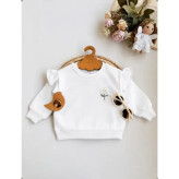 بلوز تک دورس دخترانه طرح گل بابونه سرشانه چیندار سایز 6 ماه تا 2 سال