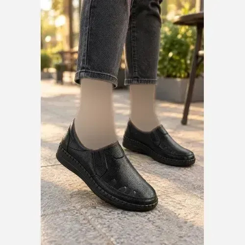 کفش طبی زنانه چرم طبیعی زیره پیو دور دست دوز کفی ماساژور خارپاشنه سایز 37 تا 40